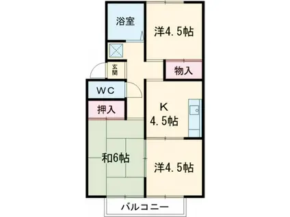 プレジールエリカ(3K/2階)の間取り写真