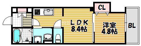 ピレーネ諸福(1LDK/2階)の間取り写真