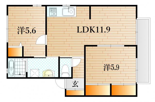 ディアス和田(2LDK/1階)の間取り写真