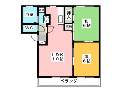 ベルタウンA(2LDK/2階)の間取り写真