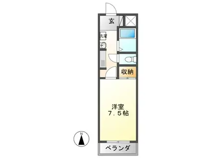 ファンシービル(1K/2階)の間取り写真