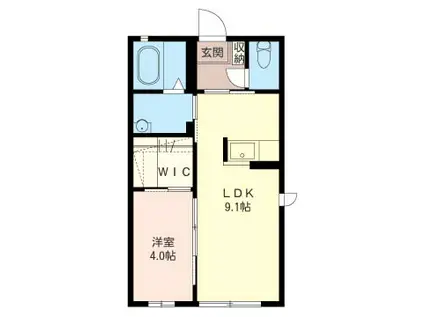 シャーメゾン A棟(1LDK/2階)の間取り写真