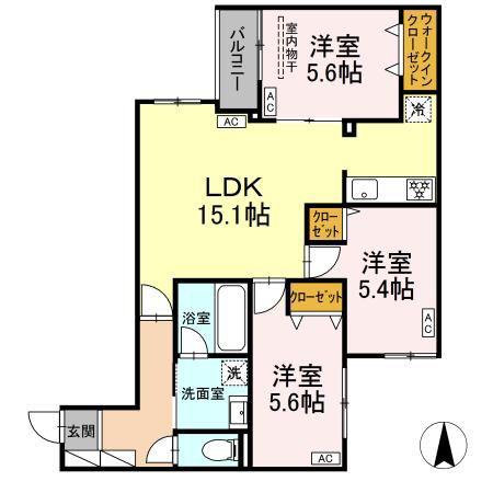 MOCRAFT中葛西(3LDK/1階)の間取り写真