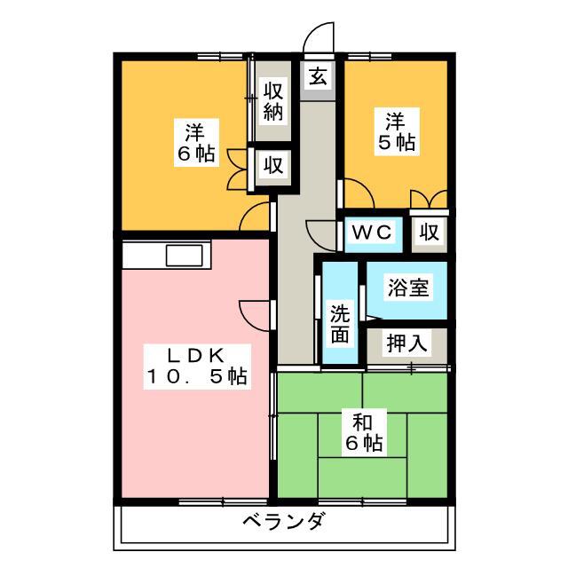 メガーチ日乃出(3LDK/4階)の間取り写真