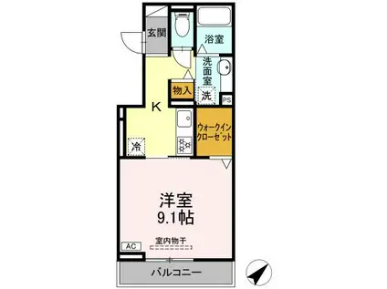 ノブレス(1K/2階)の間取り写真