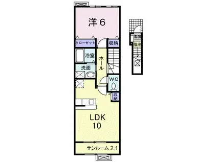 カルム.S(1LDK/2階)の間取り写真