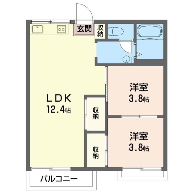 ハイツ村上(2LDK/2階)の間取り写真