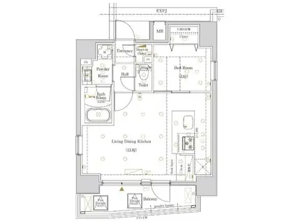 ログ戸越(1LDK/9階)の間取り写真