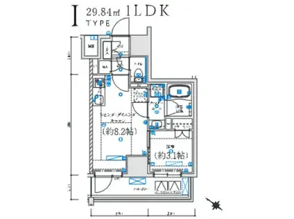 レグゼ 横濱関内(1LDK/4階)の間取り写真