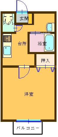 ラフィーネ川西(1K/1階)の間取り写真