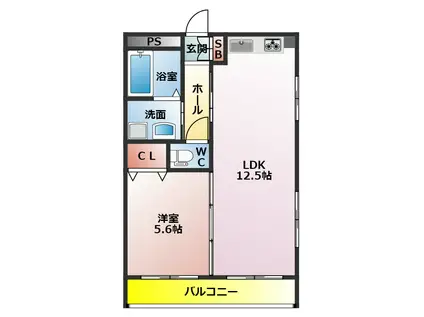メゾンホープ(1LDK/3階)の間取り写真