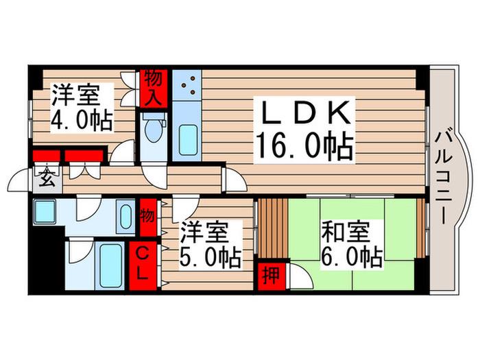 シラカワパレス(3LDK/9階)の間取り写真