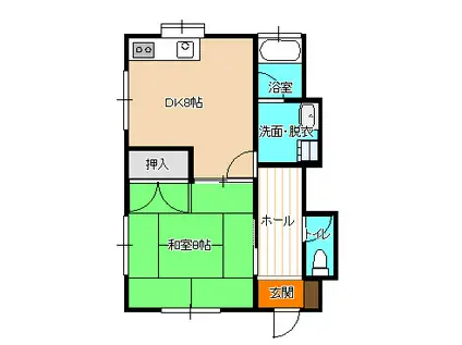 サンコートB(1DK/1階)の間取り写真