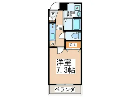 パライーソ(1K/3階)の間取り写真