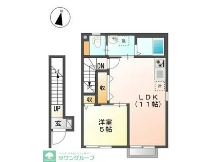 ノースヒルズ(1LDK/2階)の間取り写真