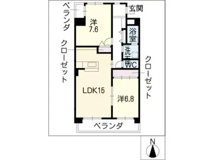 パークサイドI(2LDK/2階)の間取り写真