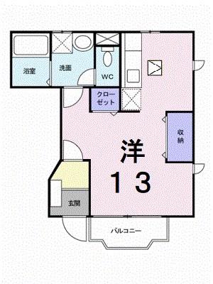 アクテュエルY(ワンルーム/1階)の間取り写真