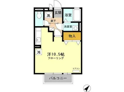 ヴィクトワールK(ワンルーム/2階)の間取り写真