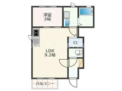 グレイス・コート熊本駅(1LDK/2階)の間取り写真