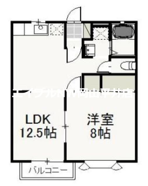 メゾンアヴニール(1LDK/2階)の間取り写真