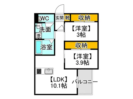 REGALEST LUCENTE(2LDK/2階)の間取り写真