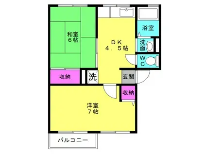 サニーハイツ(2DK/1階)の間取り写真