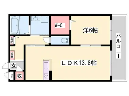 サザンクロスI(1LDK/3階)の間取り写真