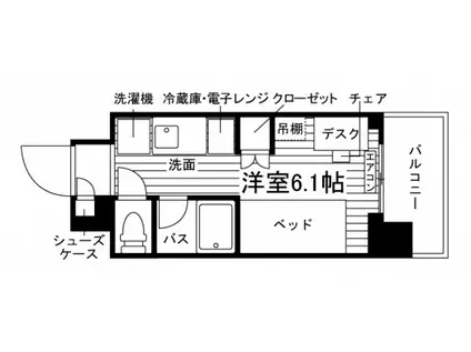 学生会館 THE CROSS SITE 登戸(ワンルーム/3階)の間取り写真