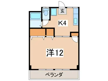 ヴィラール石原(1K/2階)の間取り写真