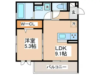 サニーグリーン(1LDK/3階)の間取り写真