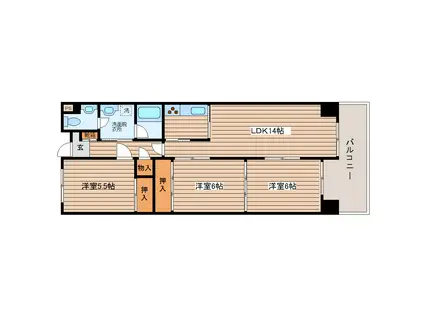 ラバレー東仙台(3LDK/6階)の間取り写真