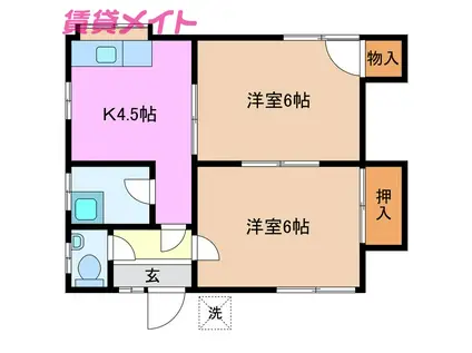 森アパート(2K/1階)の間取り写真