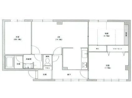 潮見が丘コーポラス(3LDK/2階)の間取り写真