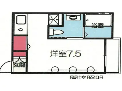 ケイズプレイス(ワンルーム/2階)の間取り写真