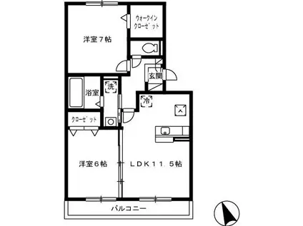 リヴェール21(2LDK/1階)の間取り写真