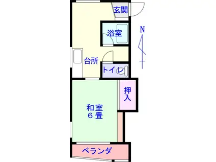 えちぜん鉄道三国線 八ツ島駅 徒歩7分 2階建 築34年(1DK/1階)の間取り写真