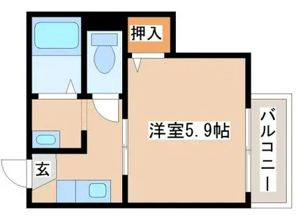 倉本ハイツ(1K/1階)の間取り写真