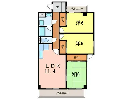 ソレイユ伊吹(3LDK/1階)の間取り写真