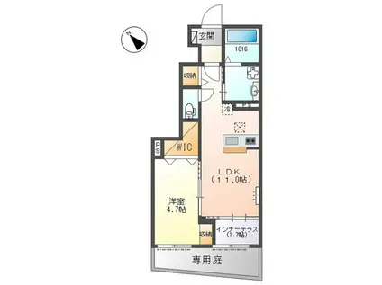 別府町新野辺アパート(1LDK/1階)の間取り写真