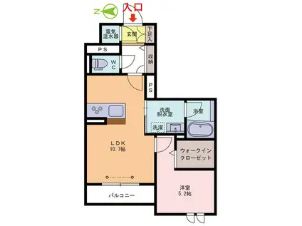 グランドディアコート大宮(1LDK/3階)の間取り写真