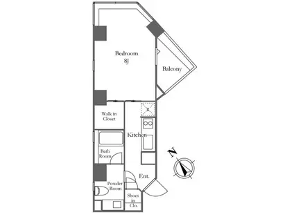 KDXレジデンス麻布仙台坂(1K/3階)の間取り写真