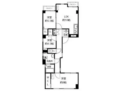 アイレスト新宿西落合(3LDK/3階)の間取り写真