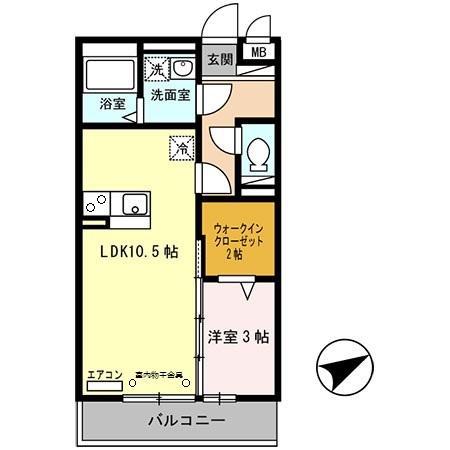 セジュール東阿保 A棟(1LDK/2階)の間取り写真