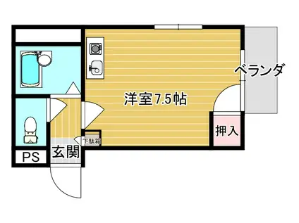 ルミエール西出(ワンルーム/1階)の間取り写真
