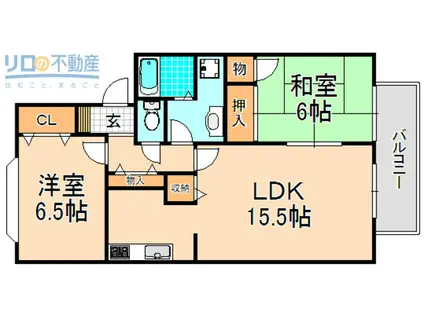 フローラいのそB棟(2LDK/1階)の間取り写真