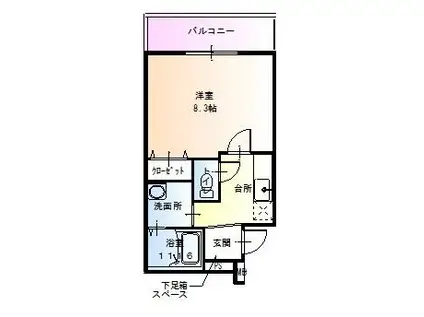 サンシーブル 三国ケ丘(1K/2階)の間取り写真