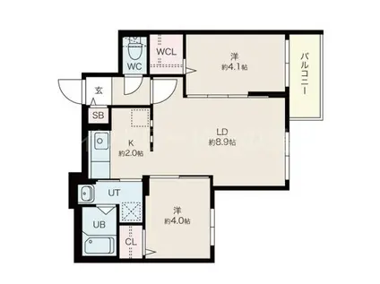 ブランヴェール(2LDK/4階)の間取り写真