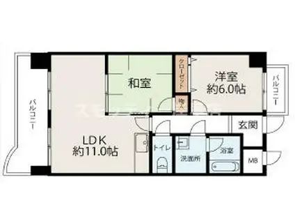 レオ住之江公園(2LDK/5階)の間取り写真