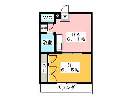 名鉄広見線 日本ライン今渡駅 徒歩16分 3階建 築29年(1DK/3階)の間取り写真