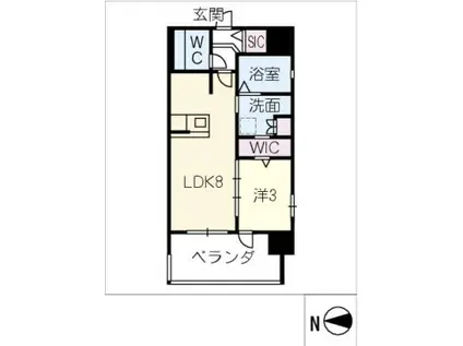 サンパーク上前津 II(1LDK/11階)の間取り写真